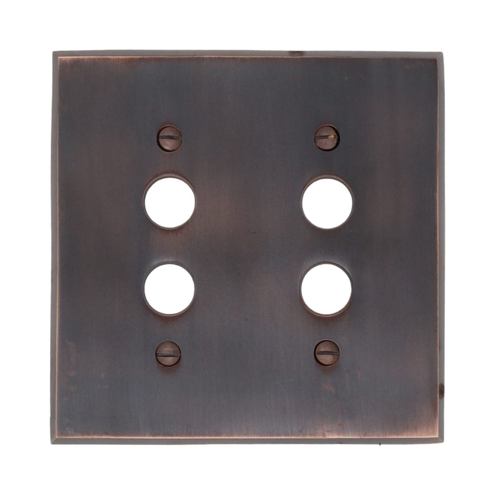 Bronze Two Gang Push Button Switch Plate Heavy Casting