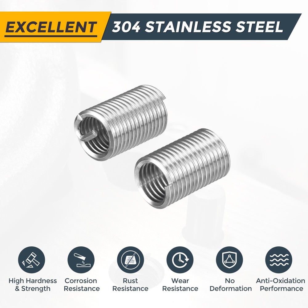 25pcs Wire Thread Inserts M5 x 0.8 x 3D Metric Helical Threaded Sleeve