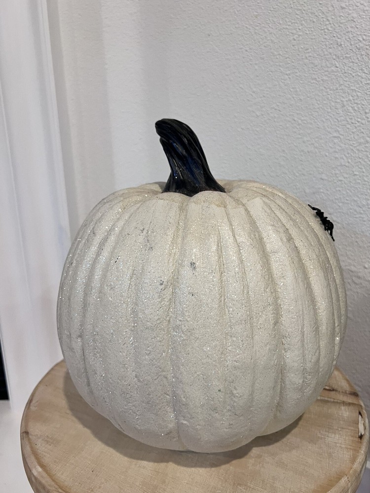 13” Spider Pumpkin - White Glitter