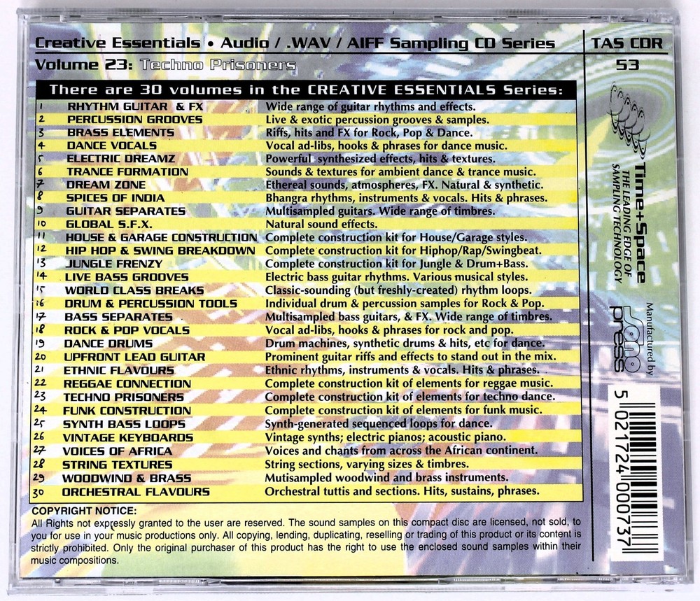 Zero-G Creative Essentials 23 Techno Prisoners Sample/Sound Library/Sampling CD