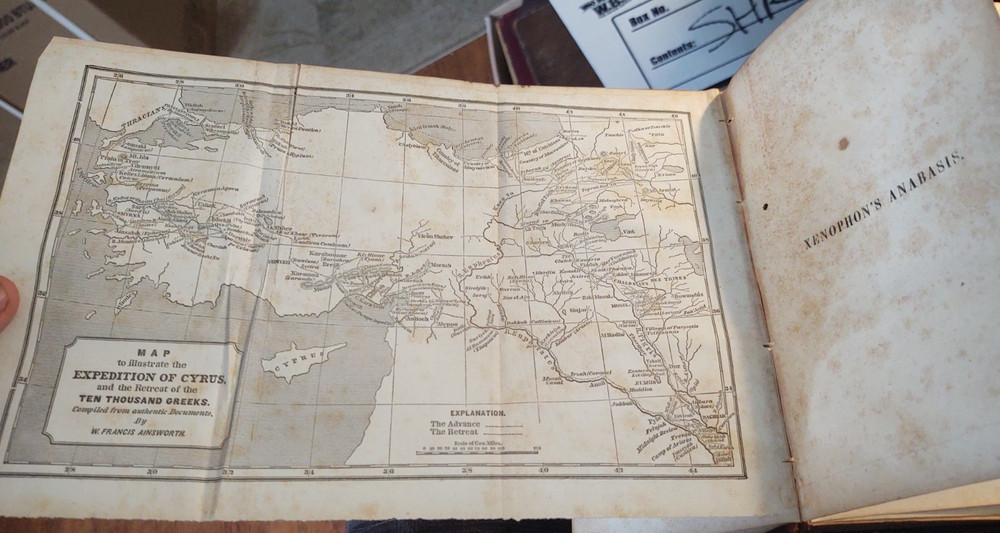Anabasis of Xenophon ,English notes ,explanatory map 1851 , 632 pps Leather