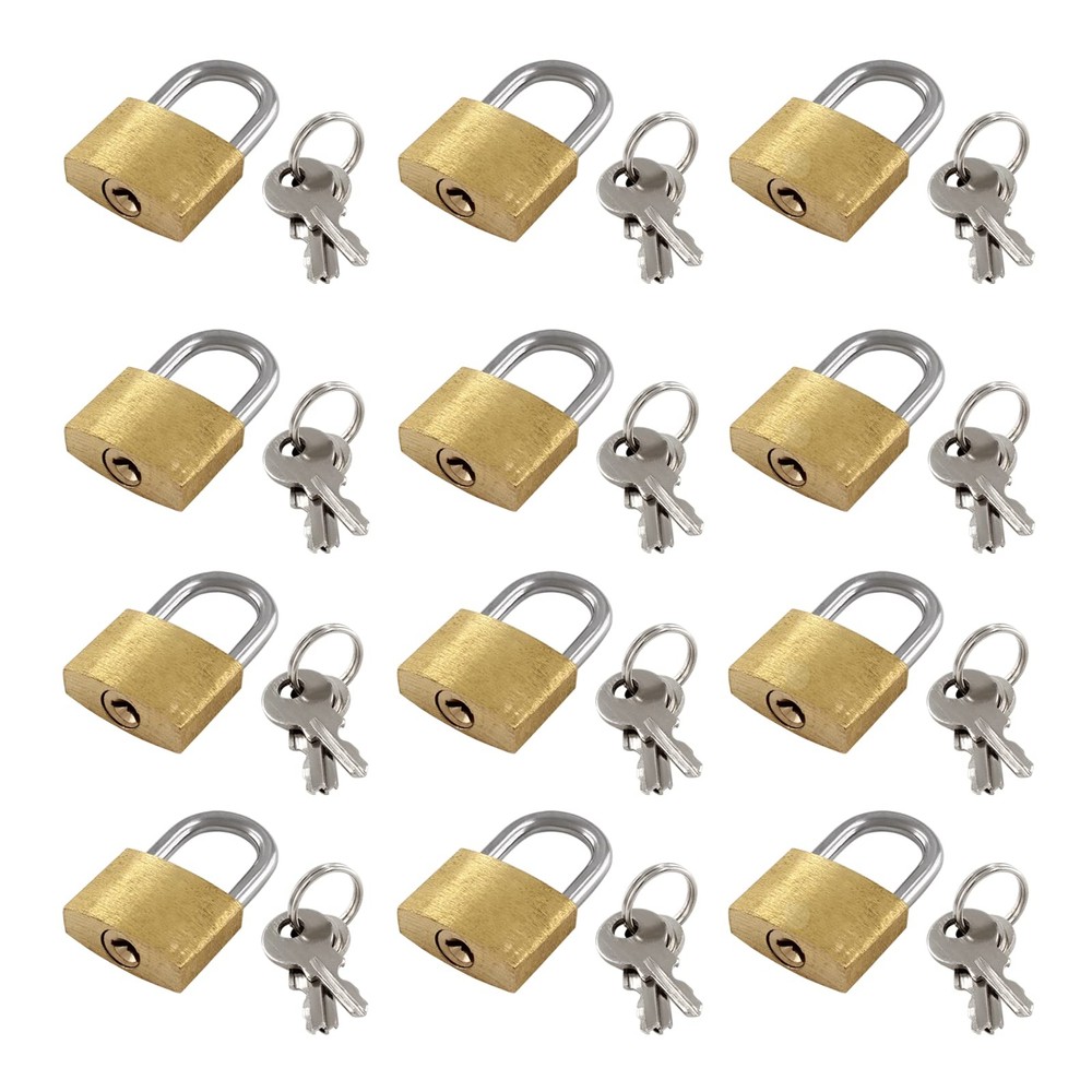12 Pieces Mini Locks with Keys, Small Solid Brass Padlock Suitcase Locks for ...