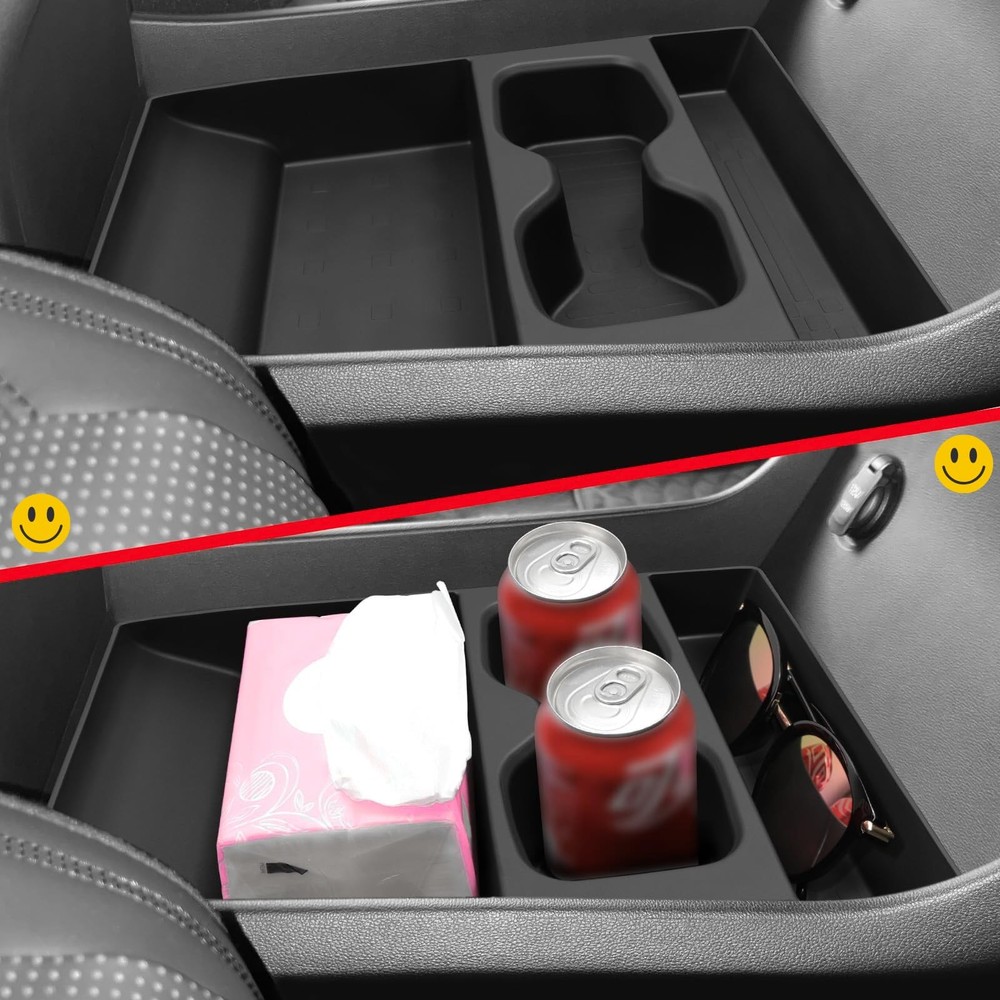Lower Center Console Organizer Tray & Cup Holder Insert Black