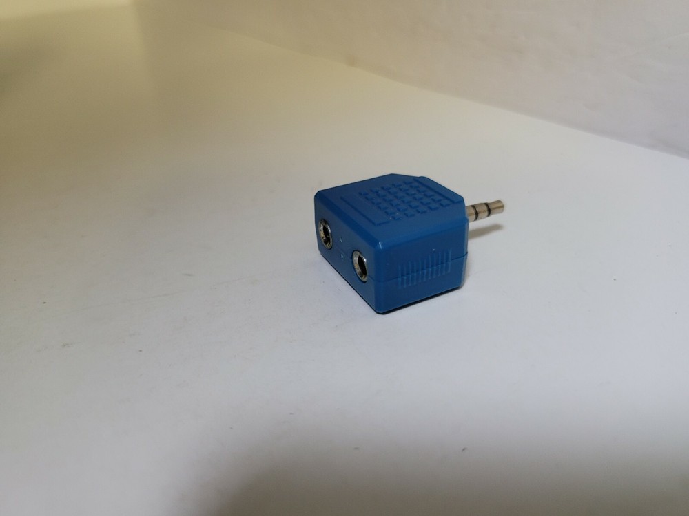 NEW Blue Stereo Plug Male to Dual 3.5mm Female Jack Audio Adapter Splitter #E14