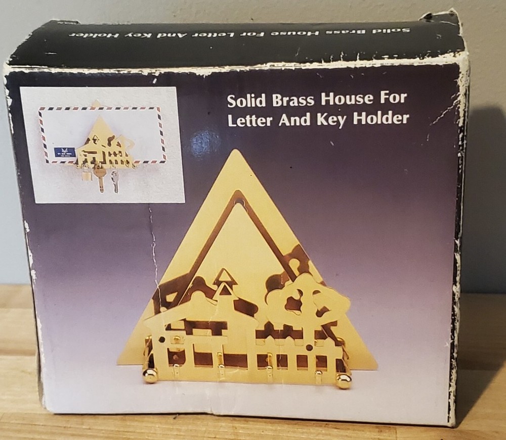 SOLID BRASS House Letter & Key Hook Rack New w/Box