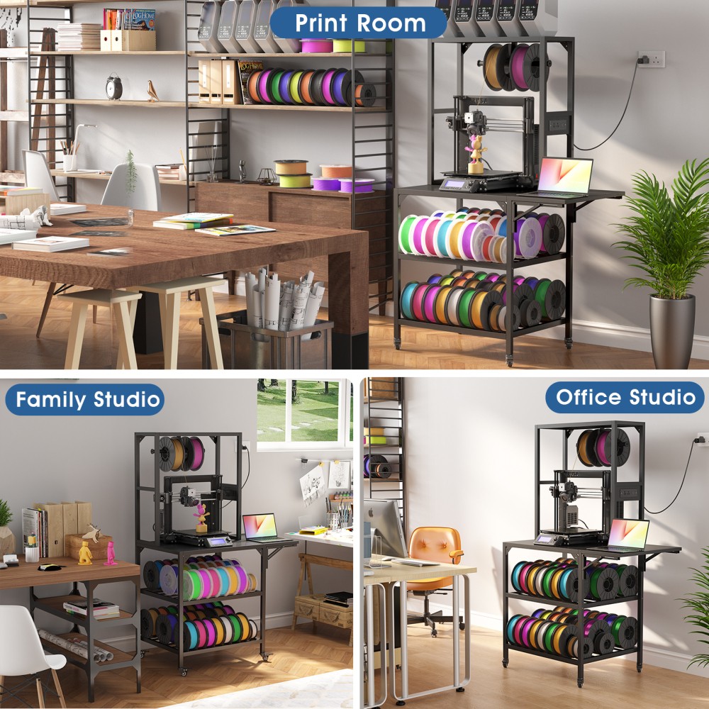 3D Printer Stand Heavy Duty - Sturdy 3D Printer Table with Filament Storage Rack