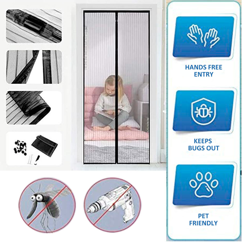 Pet Friendly No Tools Required Mesh Magnetic Door Hands Free Screen