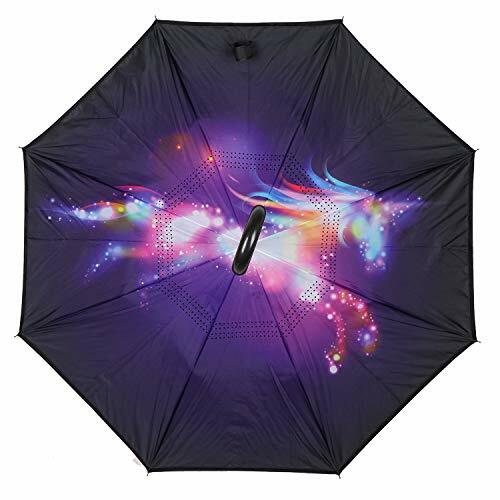 C-Handle Inverted Reverse Umbrella, Unicorn print (Inside-out, Upside-down)