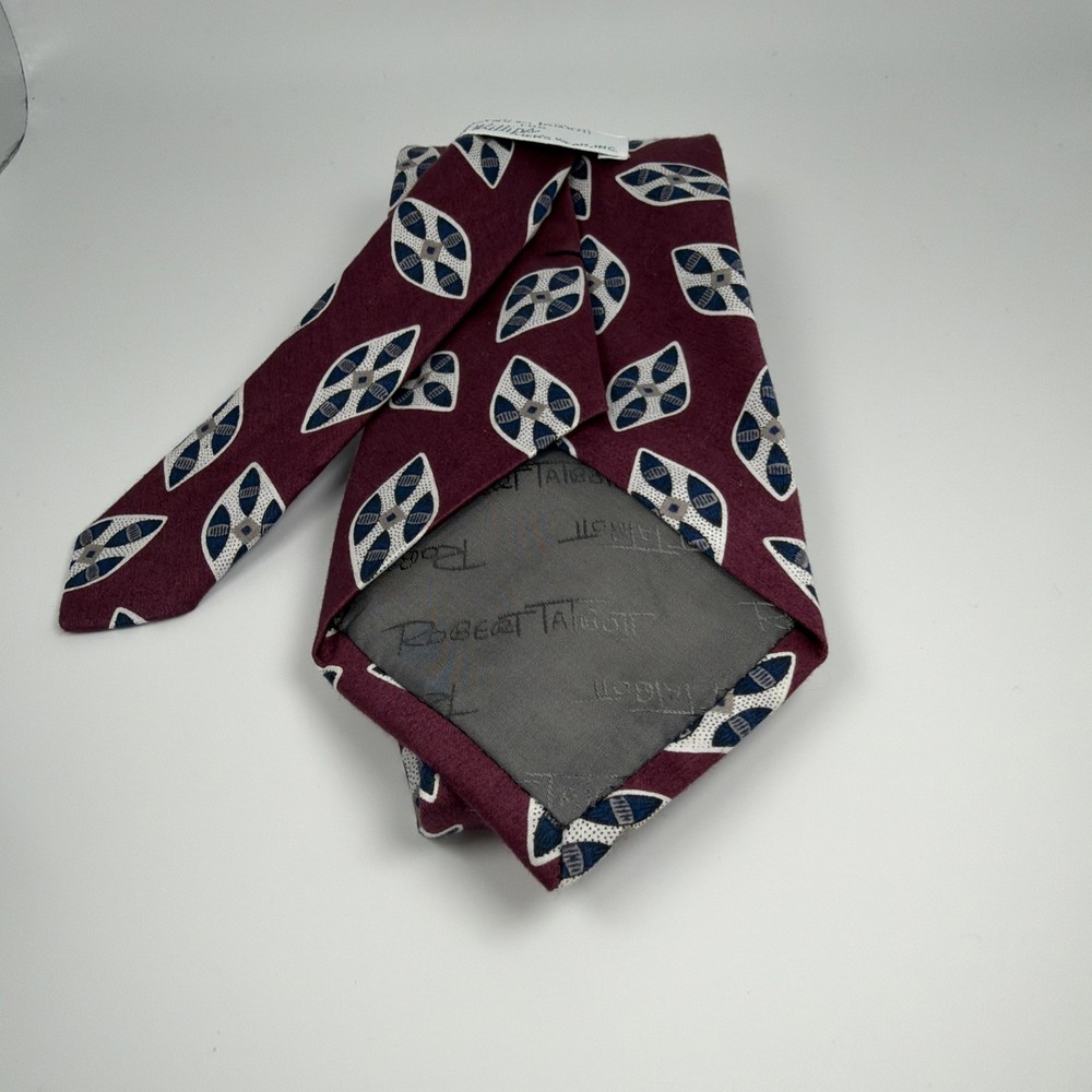 Robert Talbott Tie Maroon Navy Geometric 58”x3 3/4”