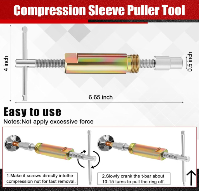 5 Pcs Angle Stop Wrench Kit Plumbing Tool, Compression Sleeve Puller for 1/2"...