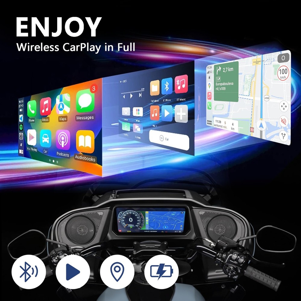 COPMERT Motorcycle Wireless CarPlay Bluetooth Adapter Compatible with Silvery