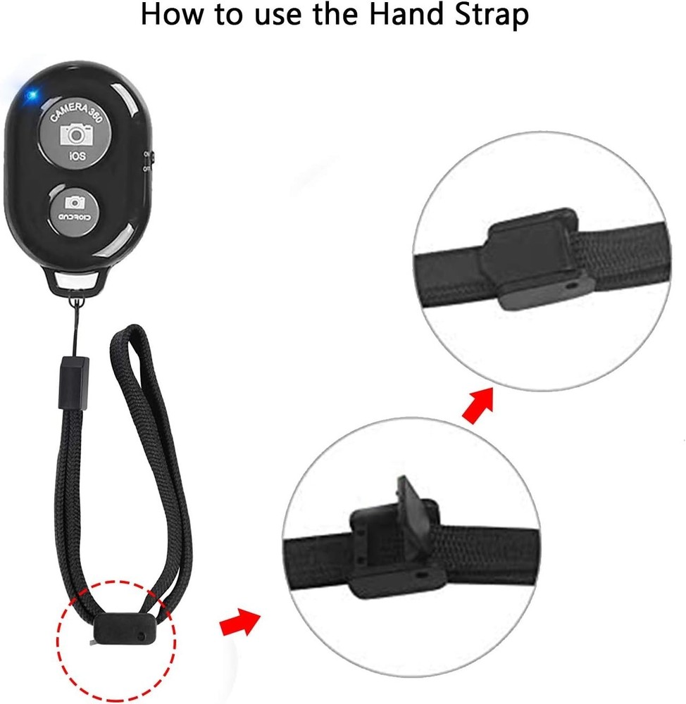Wireless Camera Remote Shutter for iPhone & Android - Black & Pink, 50ft Range