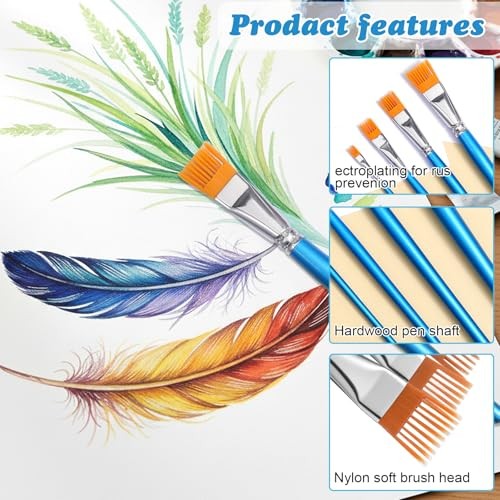Nogeqi 4PCS Grainer Brush Set for Unique Texture - Professional Flat Comb