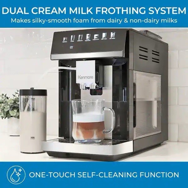 Kenmore Super Automatic Espresso Coffee Machine Dual Cream System Black