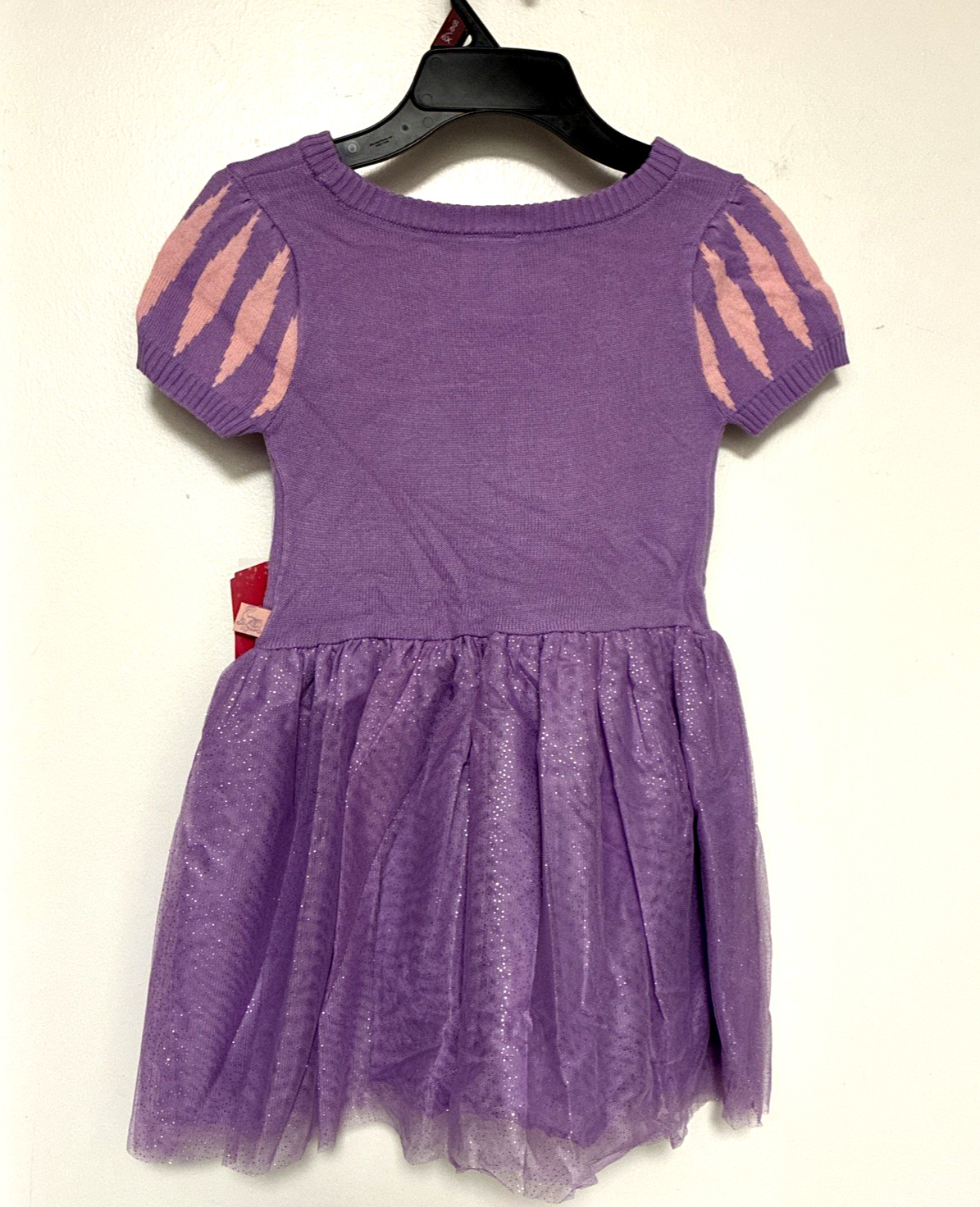 Disney Princess Tangled Rapunzel Sweater Dress Girls 6-6X purple Short Sleeve