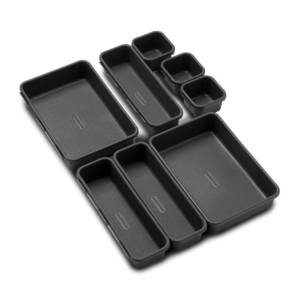 Madesmart 8-Piece Interlocking Bin Pack for Drawer Organization, Plastic Inte...