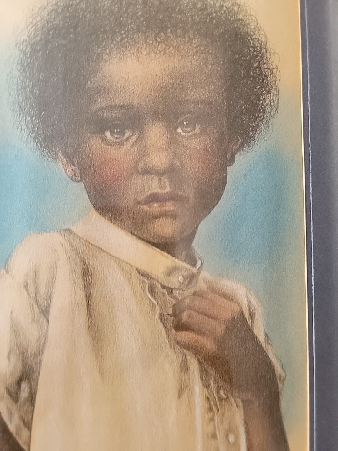lithograph signed numbered framed prints Black Innocense Little Boy Rare Gift