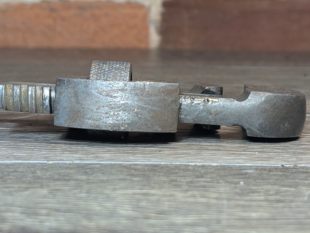Antique Threadwell 10" Adjustable Pipe Monkey Wrench Wood Handle