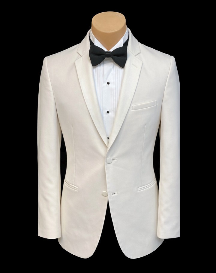 Men's Ivory Tuxedo Jacket with Satin Notch Lapels Modern Fitted Slim Fit