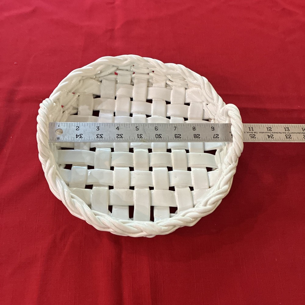 Italian Woven Ceramic Tray/ Dish White