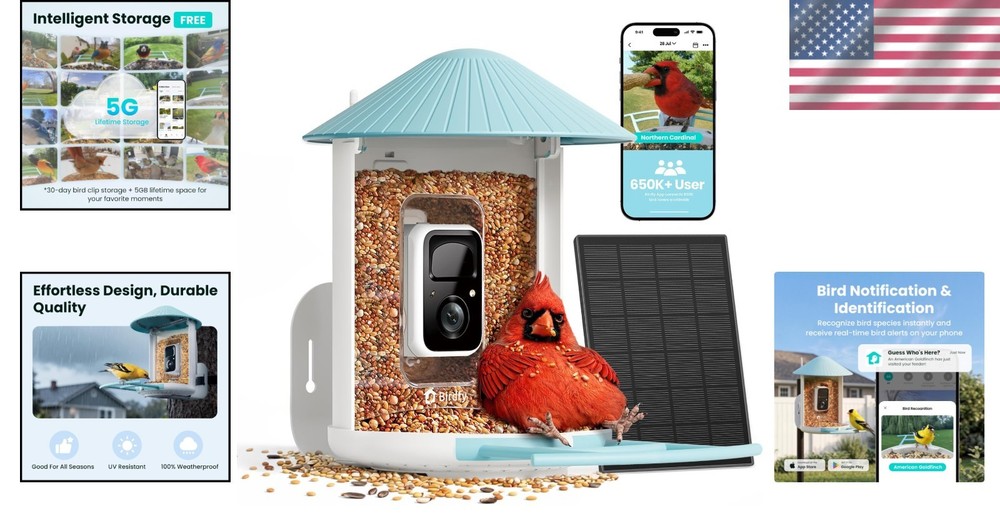 Wireless AI Bird Feeder with Night Vision