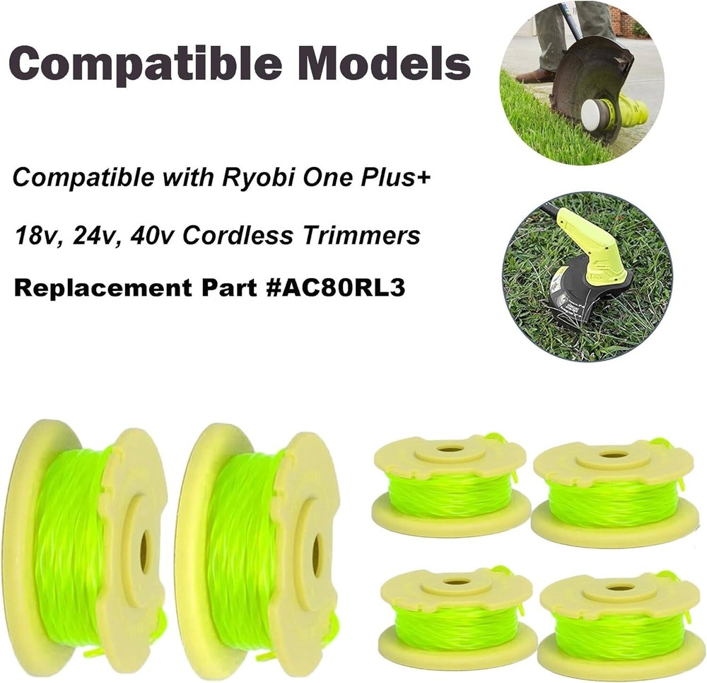 Weed Wacker String Trimmer Twisted Line Replacement For Ryobi 18V 24V 40V .080"