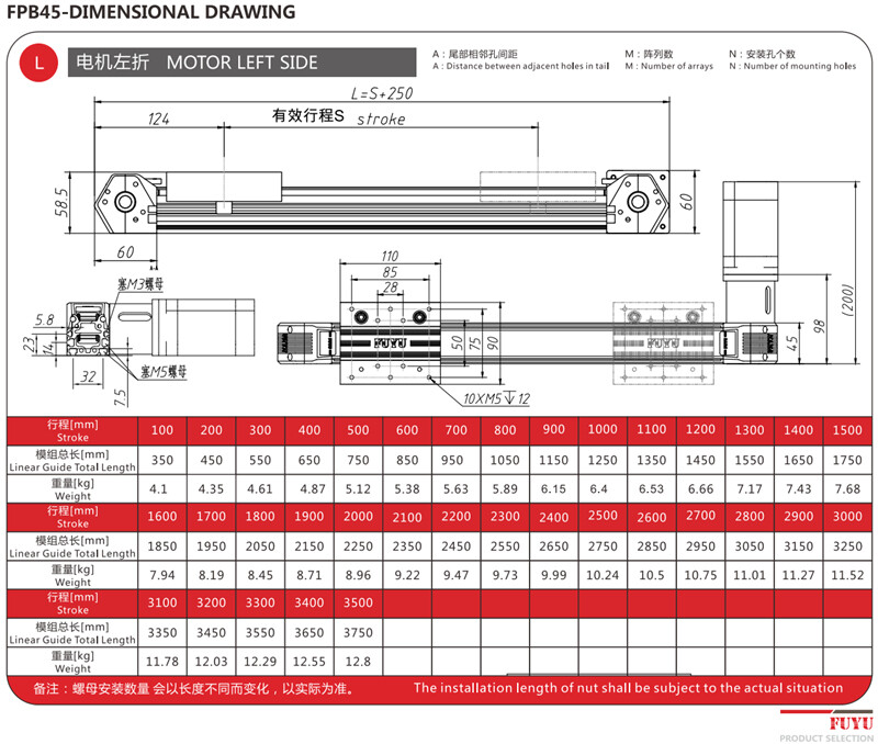 FPB45 CNC Linear Rail Guide Motion Slide Stage Actuator Belt Drive Motion Table