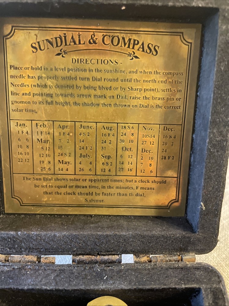 Gilbert & Sons 1895 Sun Dial Compass not tested (Probably Repro)