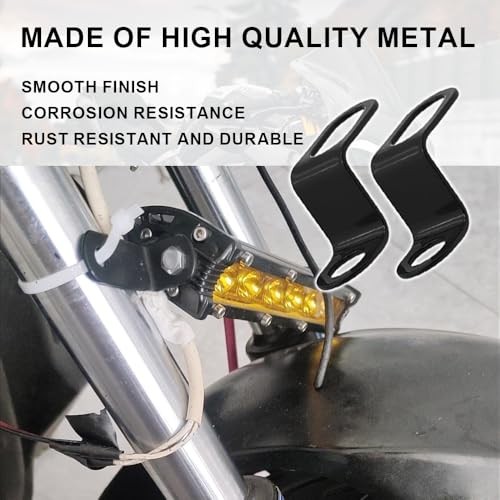 2PCS Rear Turn Signals Brackets, Motorcycle Mounting Bracket, L Black/Bend