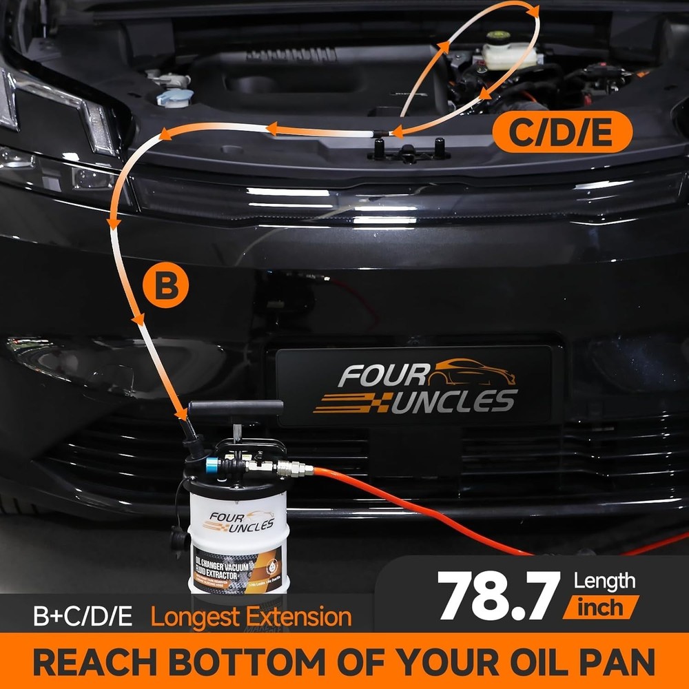 Efficient 6.5L Vacuum Fluid Extractor with Tubes for Oil & Brake Fluid Changes