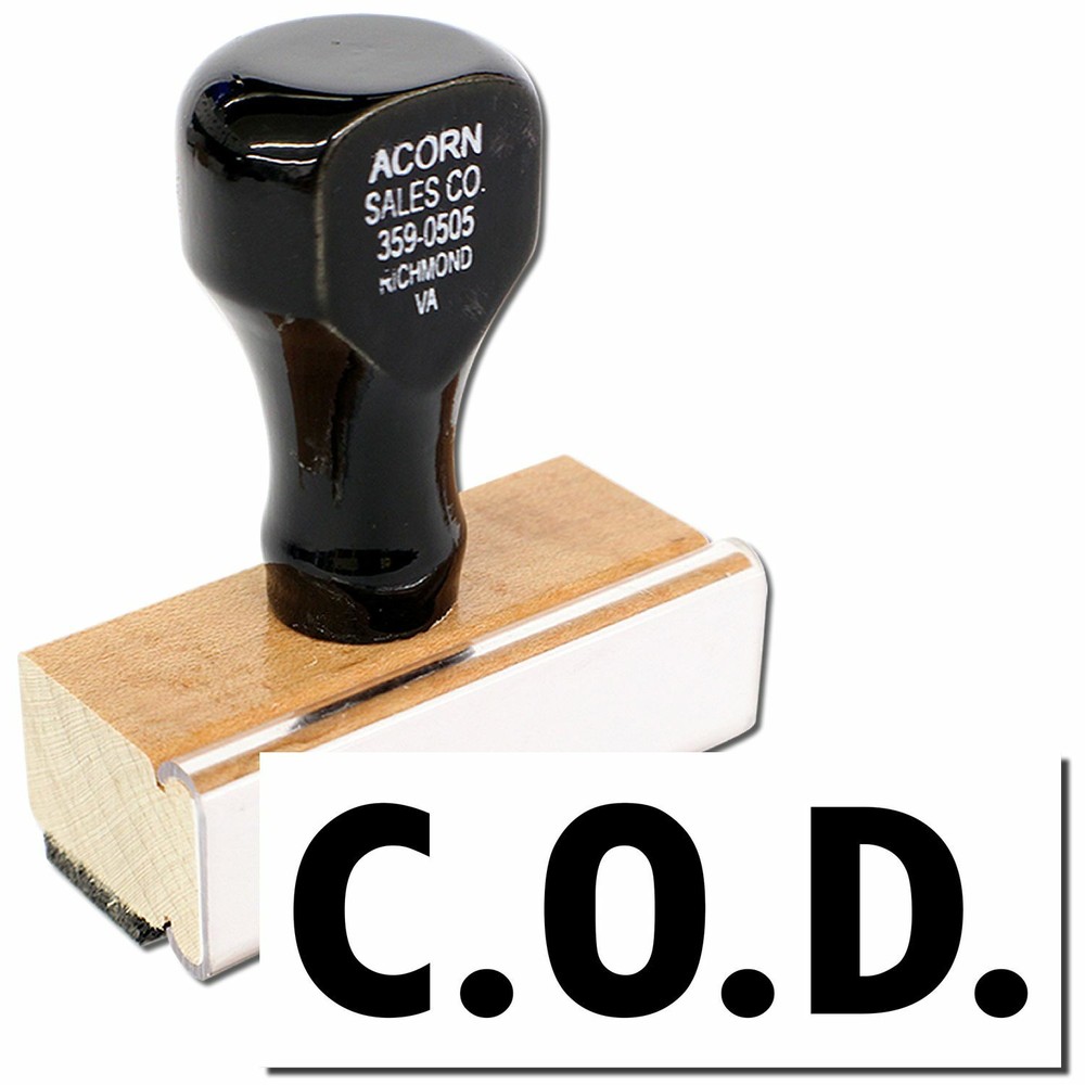 Large COD Rubber Stamp Size 1" Tall x 2-1/4" Wide