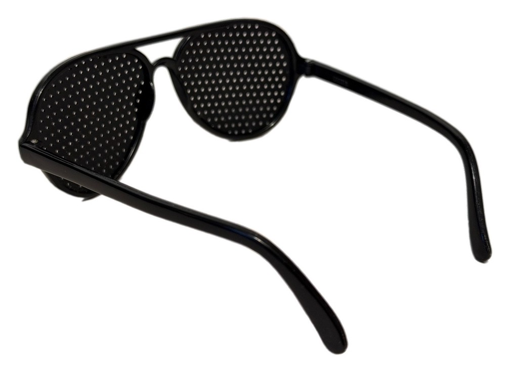 Pinhole Glasses Black Plastic Vision Exercise Eyewear Aviator Style