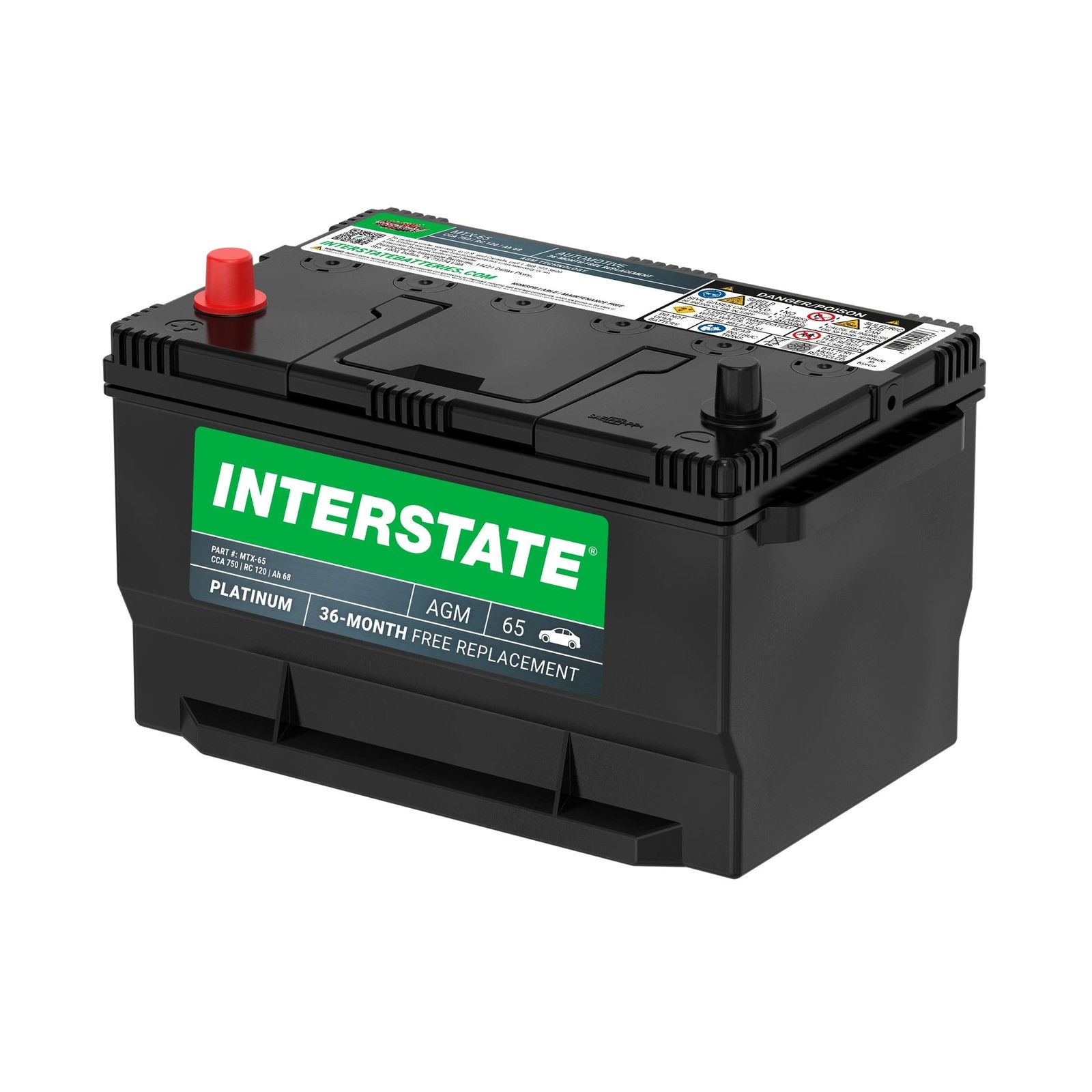 Interstate Batteries Automotive Battery 12V 68Ah (Group Size 65) 750CCA SLI A...