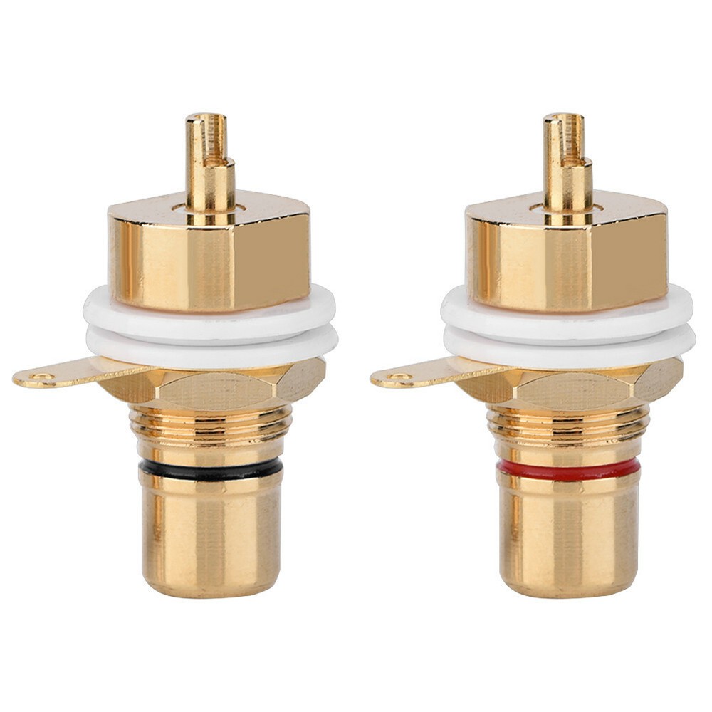 2PCS RCA Female Chassis Panel Mount Socket Connector Gold Plated Adapter