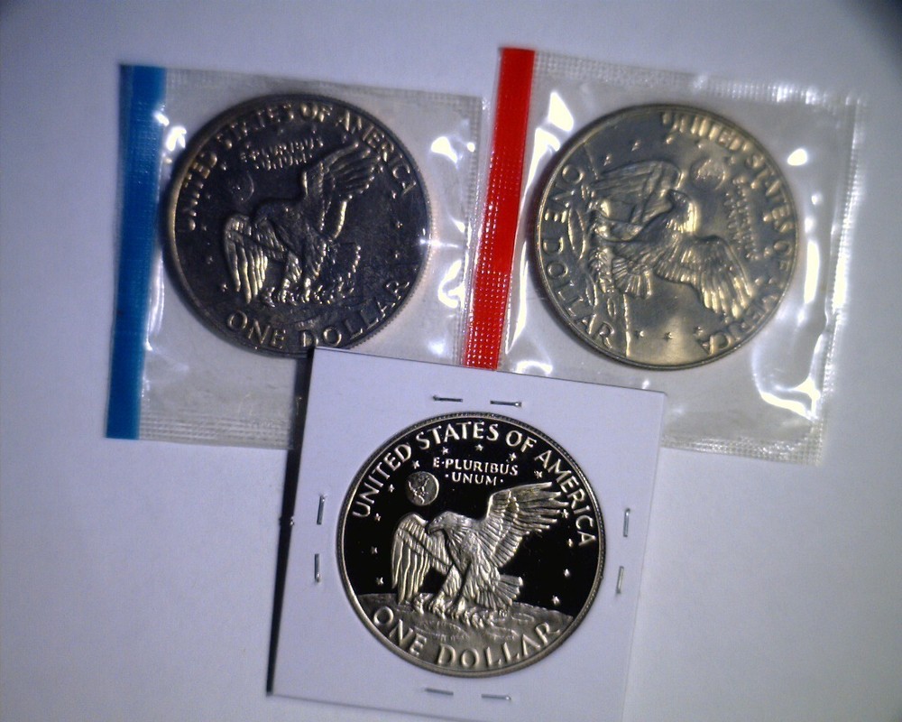 1978 PDS Eisenhower Dollars Unc in mint cello and Proof