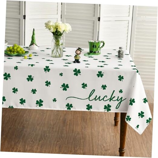 St. Patrick's Day Tablecloth 52×70 Inch, Irish 52" x 70" (Rectangular) White