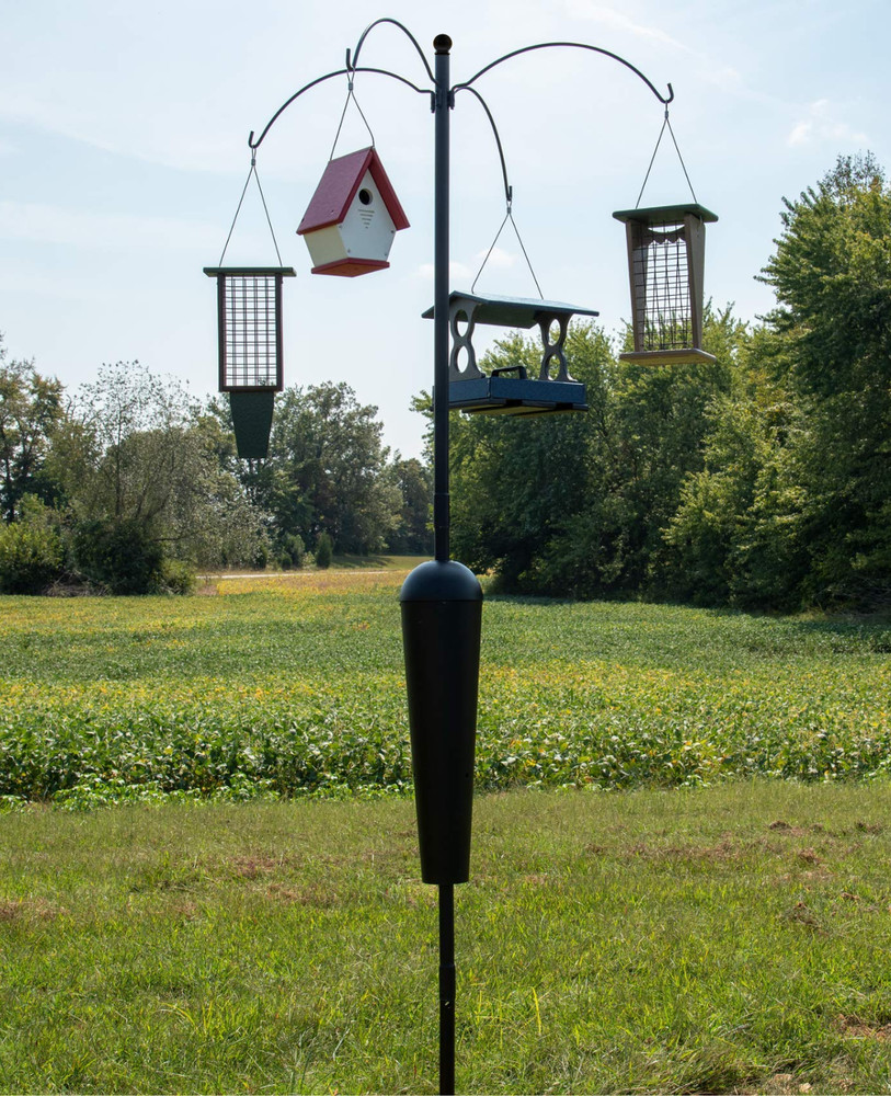 Squirrel Stopper Sequoia Squirrel Proof Bird Feeder Pole System with 4 Hanging