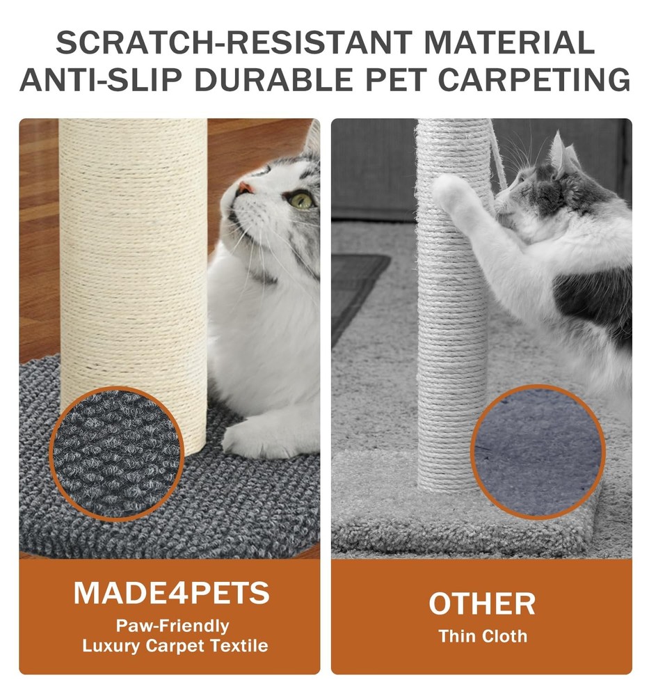 Made4Pets Tall Cat Scratching Post, Heavy Duty and Thicker Scratching Posts f...