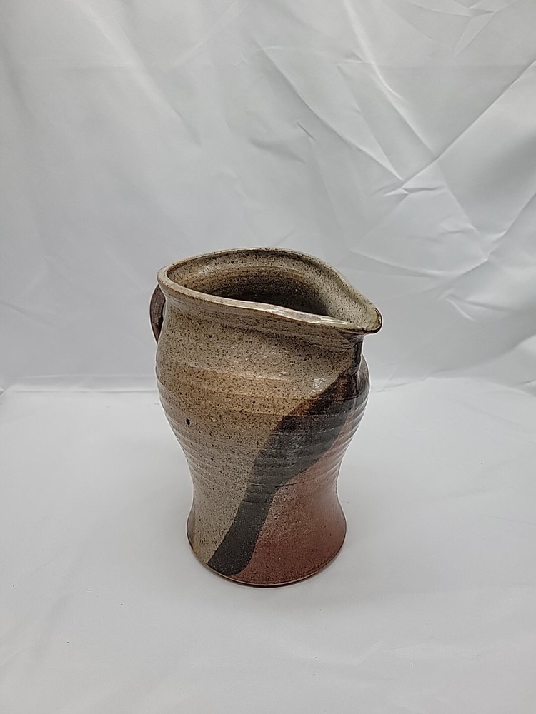 Unique Vintage Hand Thrown Pitcher Signed Salt Glaze