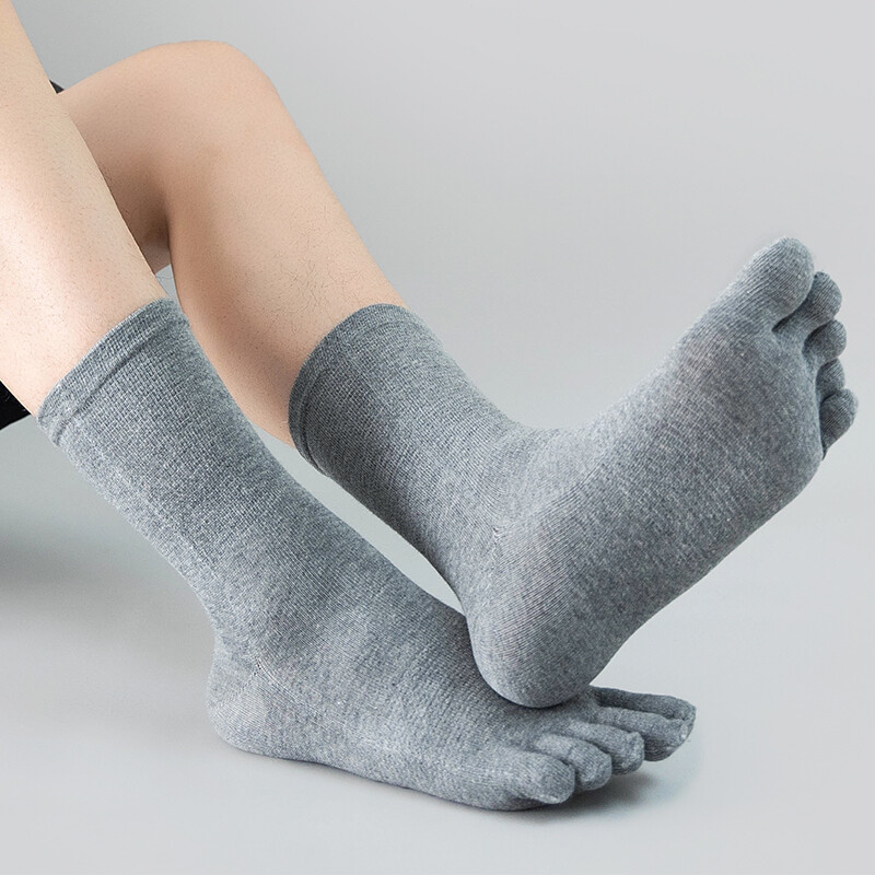 5Pack Men Crew Ankle Athletic Socks 100% Cotton Five Finger toe Sport Black 7-11