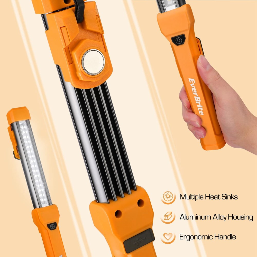 EverBrite 2-PACK 1000LM LED Work Light Rechargeable Work Light 4 Lighting Modes