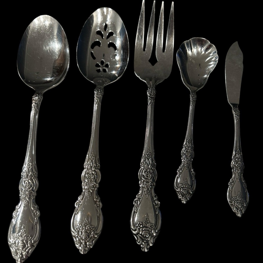 Oneida Wordsworth Stainless Flatware Spoons 5 Pc Serving Set Spoons Fork