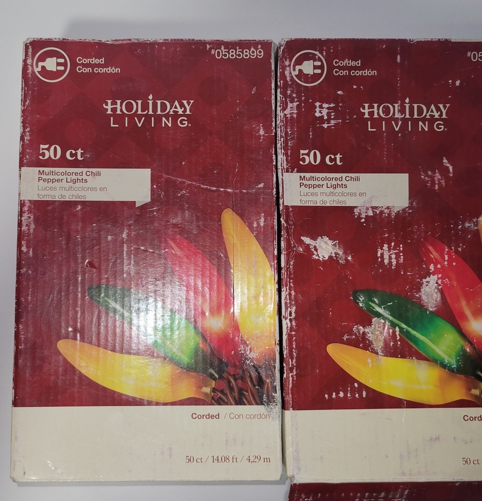 Multi-colored Chili Pepper String Lights 50 Count Set Of 2 Boxes