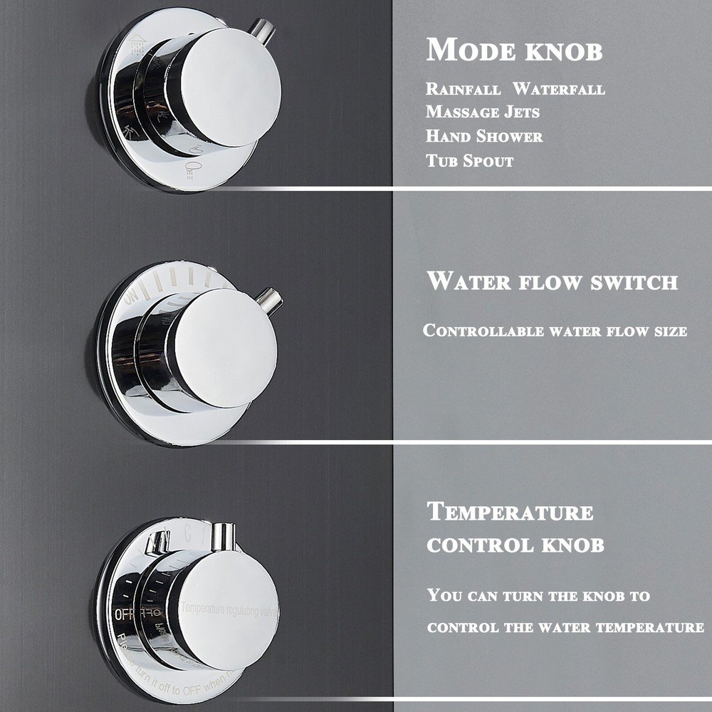 ELLO&ALLO LED Shower Panel Tower System Rainfall Waterfall Head Massage Body Jet