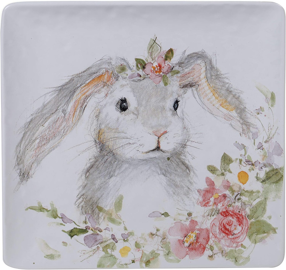 Sweet Bunny 12. 5" Square Platter, Large