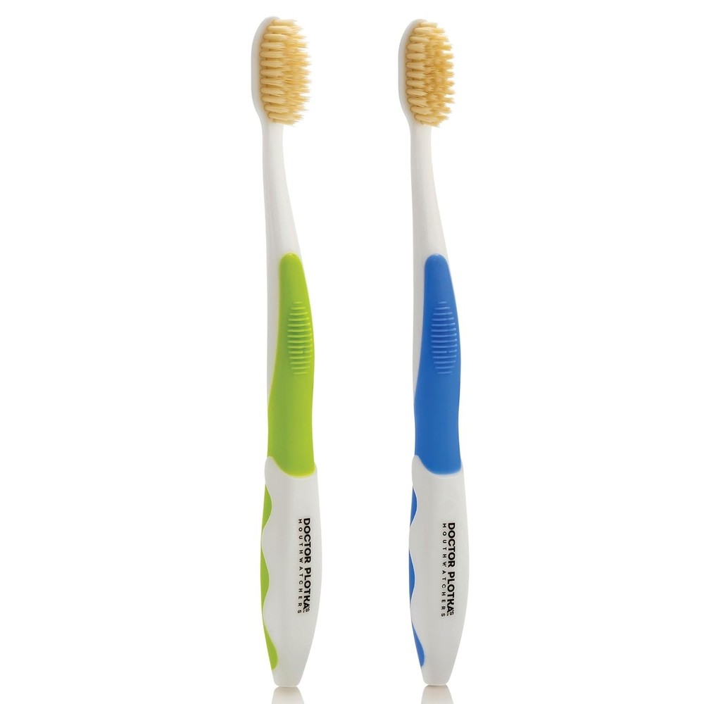 Dr. Plotka's Eco-Friendly Soft Flossing Toothbrush Set - 2 Pack for Adults
