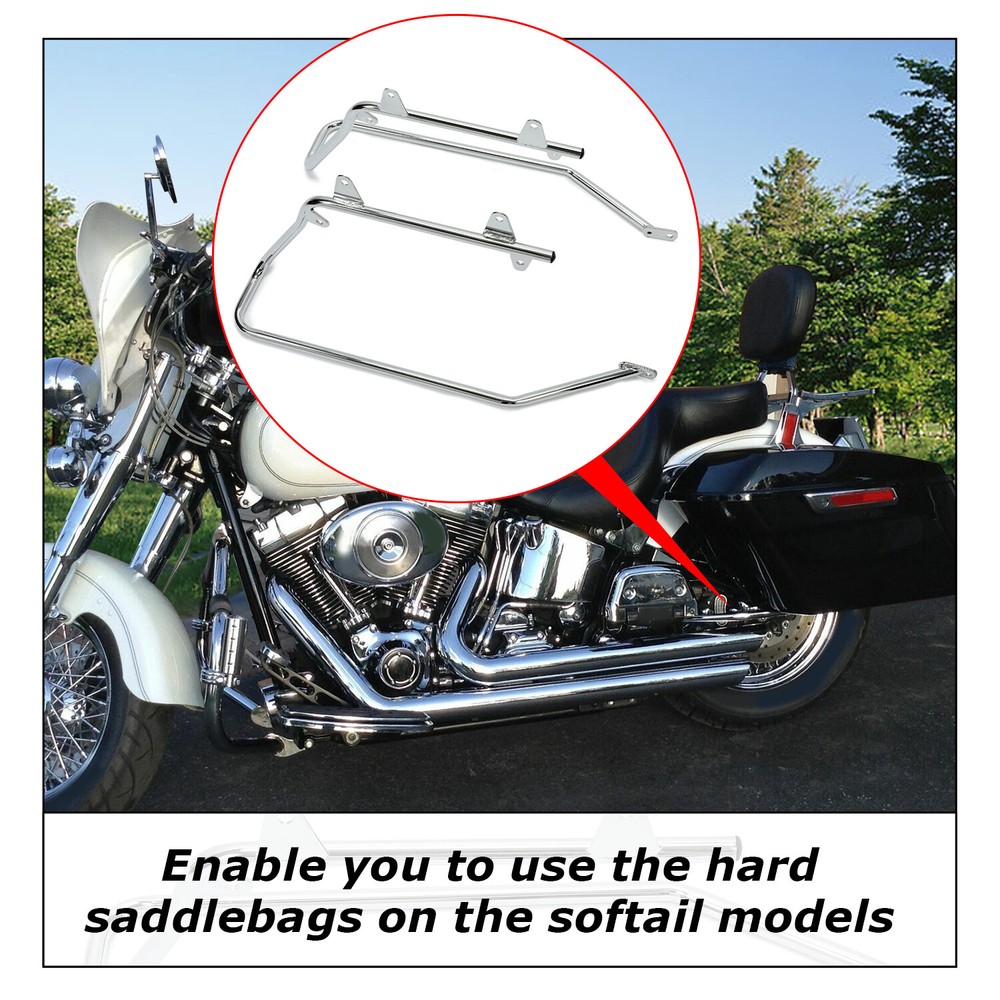For Harley Heritage Softail 1984-2017 Chrome Saddlebag Conversion Brackets Set
