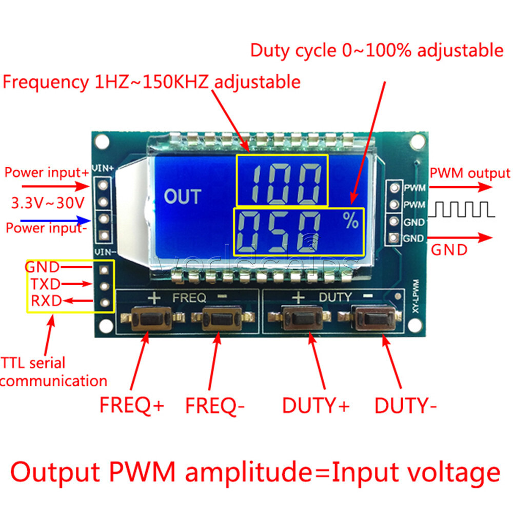 Adjustable PWM Pulse Frequency Duty Cycle Square Wave Signal Generator Module 2C