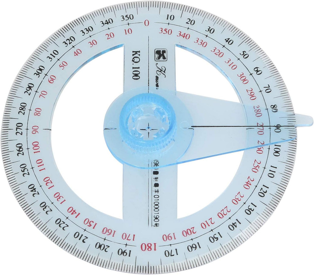 Swing Arm Protractor Plastic 4Inch 360 Degree Protractor with Swing Arm