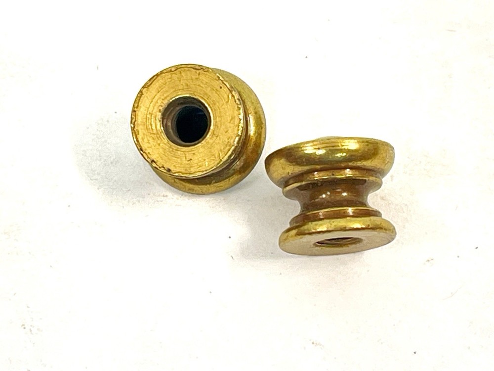 Pair NOS Tiny 0.5" Drawer Pulls Door Knobs KBC Brass Co mcm